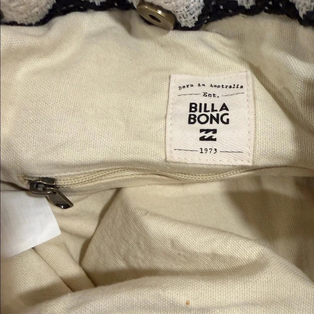 Billabong Cream and Black Bohemian Festival Aztec Drawstring Rope Backpack